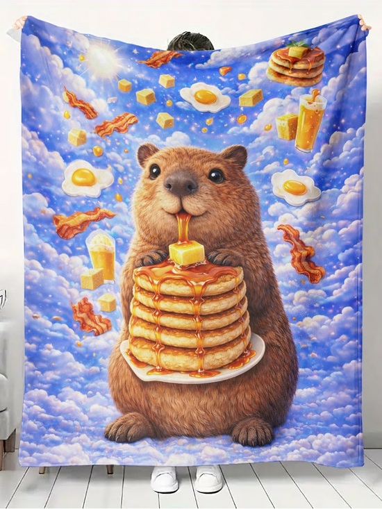 Other - NEW Capybara Pancake Velveteen Blanket Cute Animal Cozy Throw